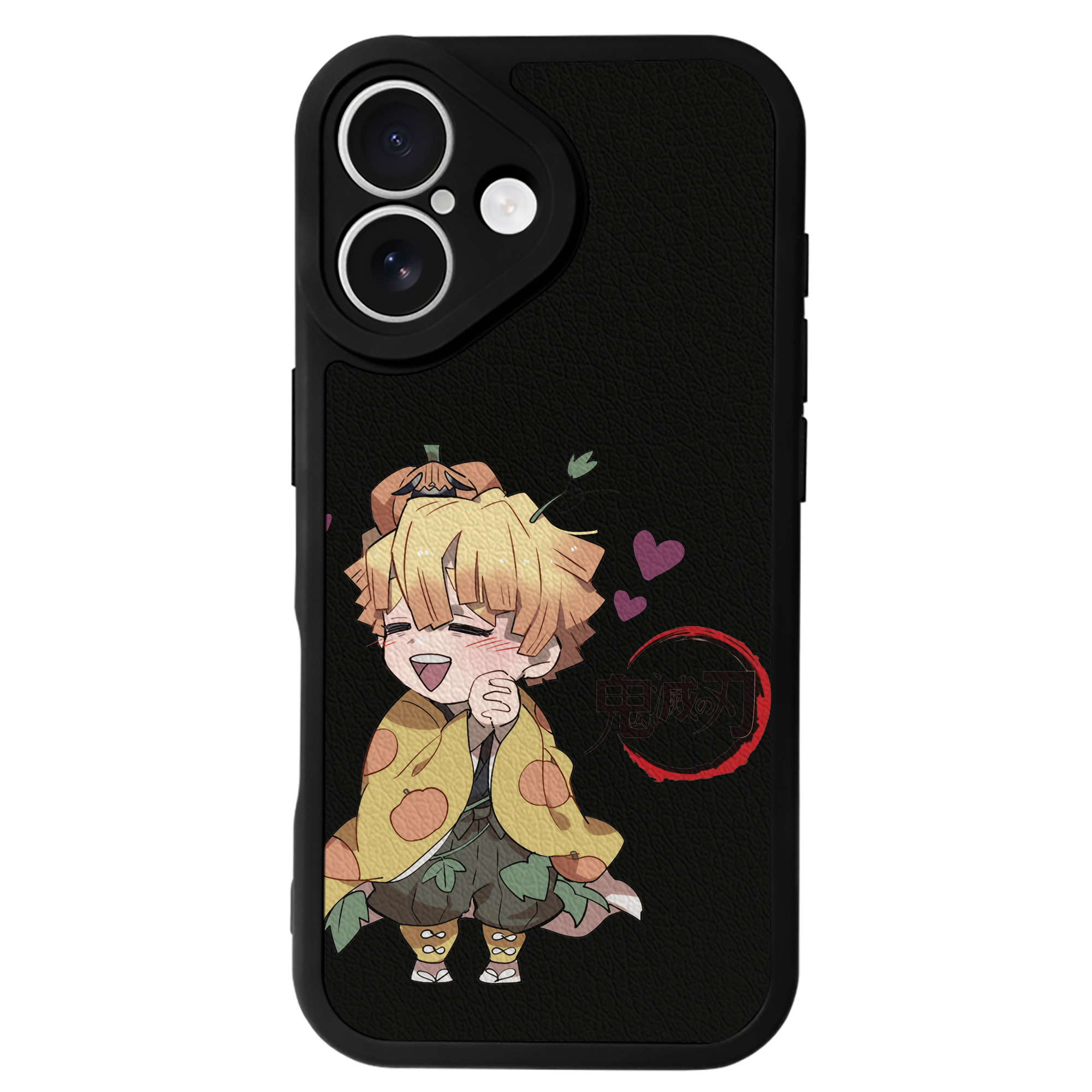 （画像用） 鬼滅の刃（きめつのやいば）我妻 善逸／あがつま ぜんいつ Agatsuma Zenitsu 【iPhone 16シリーズ対応】シリコンスマホケース（レザー調） 材質：シリコン